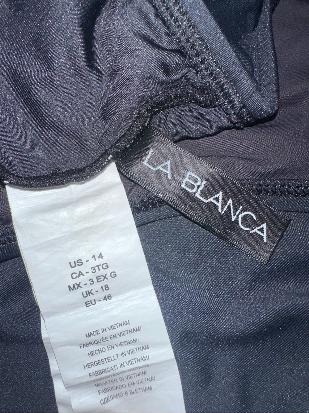 Like New! Black Mesh-Panel One-Piece Swimsuit, La Blanc, Size 14 - Picture 13 of 16